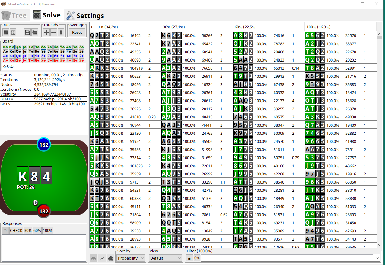 Flop sim running with both ranges loaded
