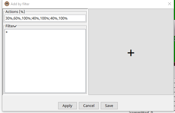 Add by filter sizing panel