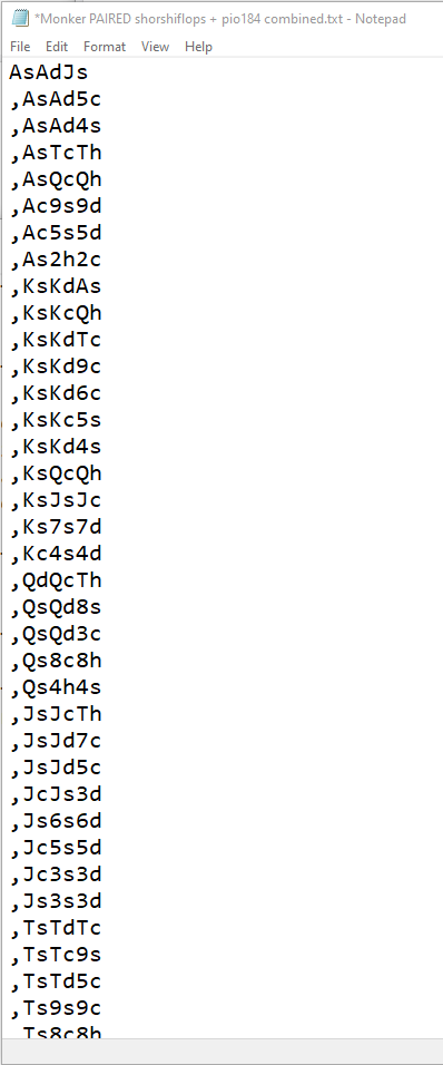 An example list of paired boards in a text file