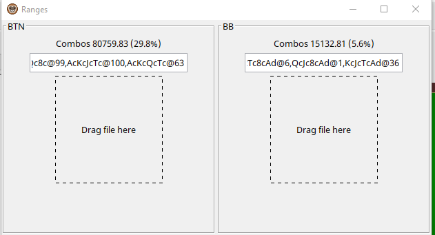 Ranges loaded from flop sim for turn tree